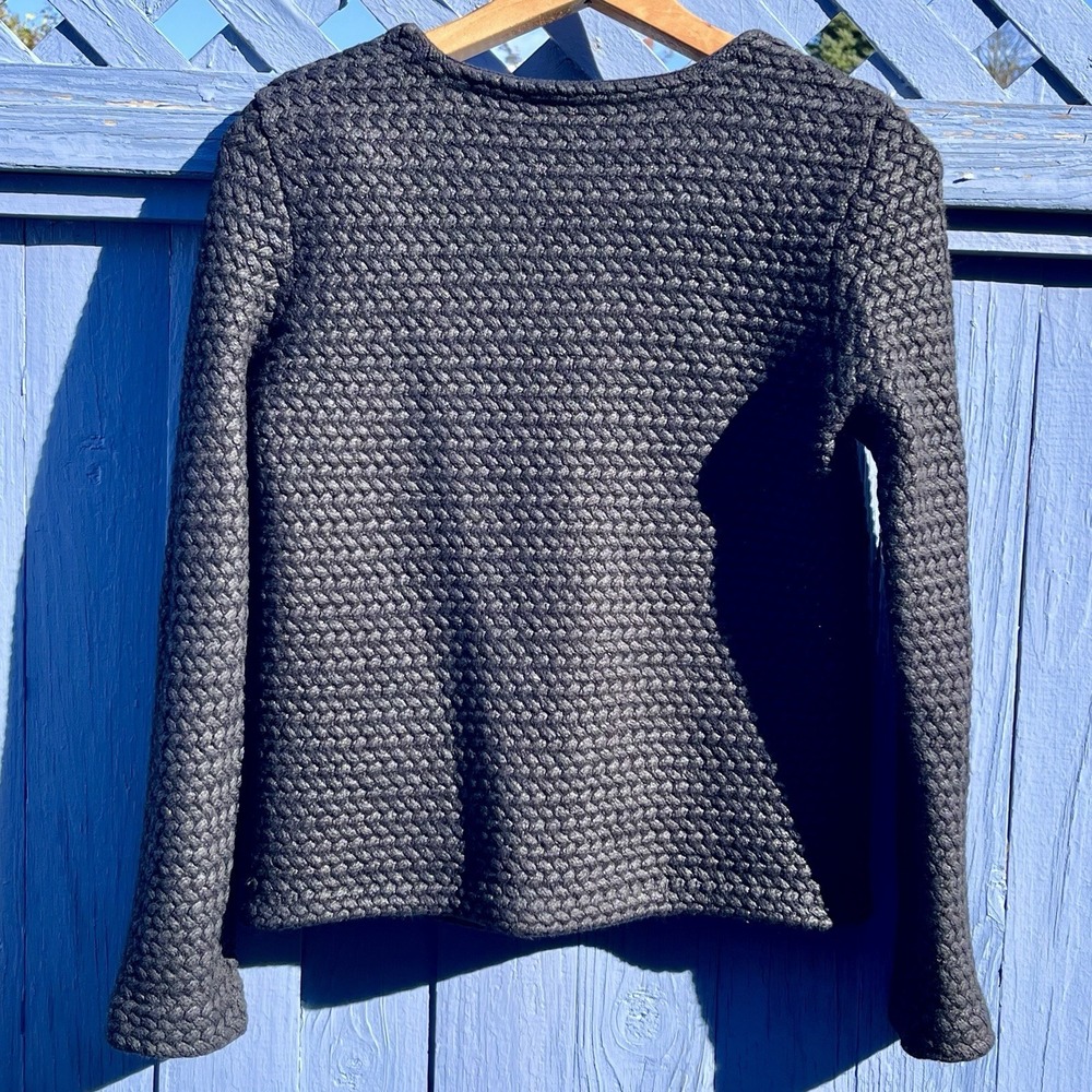 Rene Lezard Black Woven Cardigan Jacket Sweater Women's Sz 34 XS Wool Germany - Picture 2 of 11